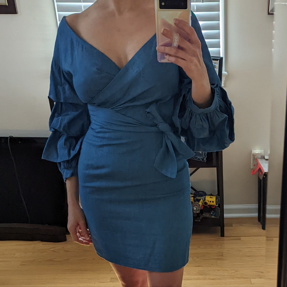 DO+BE puff sleeve denim dress xs